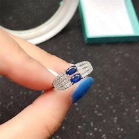 new 925 silver inlaid natural sapphire ring ladies ring simple and elegant dignified and elegant