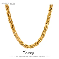 yhpup stainless steel chain necklace new metal texture 18 k plated fashion necklace waterproof jewelry bijoux femme girls gift