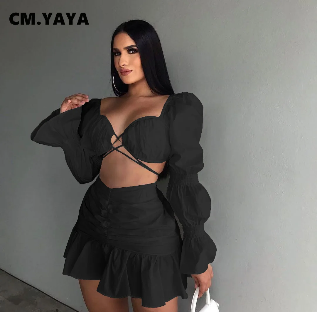 Женский комплект из 2 предметов CM.YAYA элегантный укороченный топ с