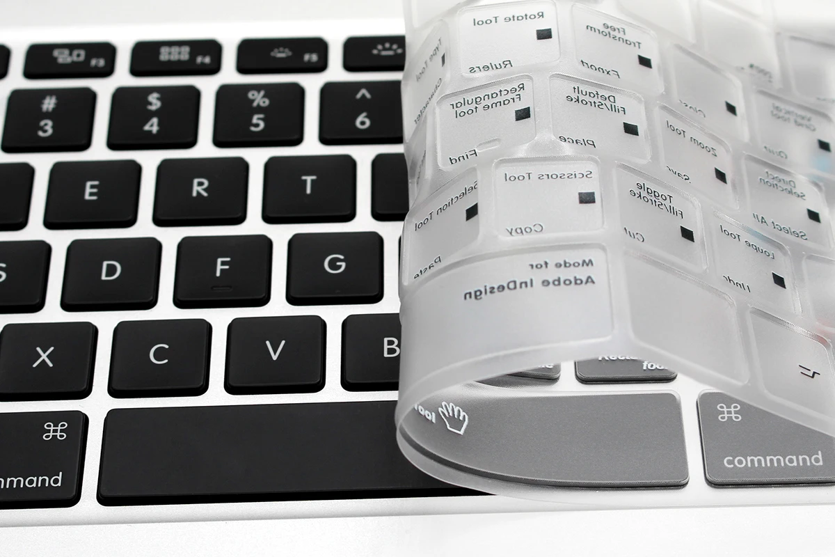 HRH InDesign Slim Shortcuts TPU Backlight Keypad Skin Protector For Mac Air Pro Retina 13" 15" 17" USA Adobe Keyboard Covers |