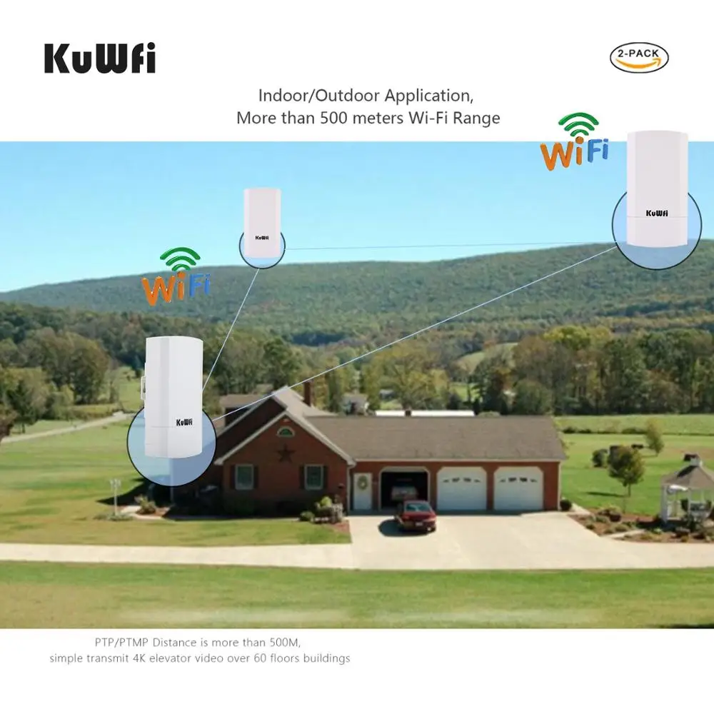 KuWFi Открытый Wi-Fi маршрутизатор 300Mbps Беспроводной ретранслятор/Wi-Fi мост большой