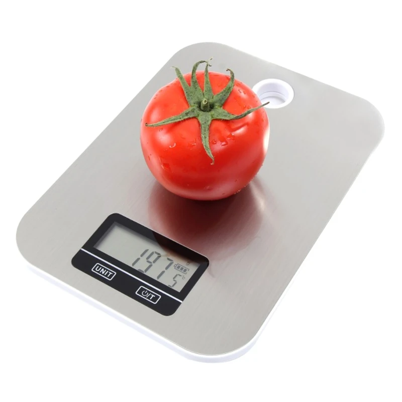 

Stainless Steel Digital Kitchen Scale with LCD Display Weighing Food Scale Cooking Tools g/oz/lb/fl.oz/kg/m-l M4YD