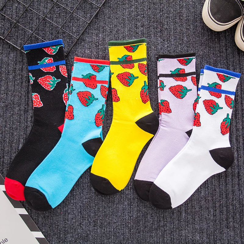 5 pair 5 пар, креативные высококачественные модные женские носки Харадзюку, хлопковые спортивные носки с рисунком, радужные Повседневные носки - Цвет: 5 pair