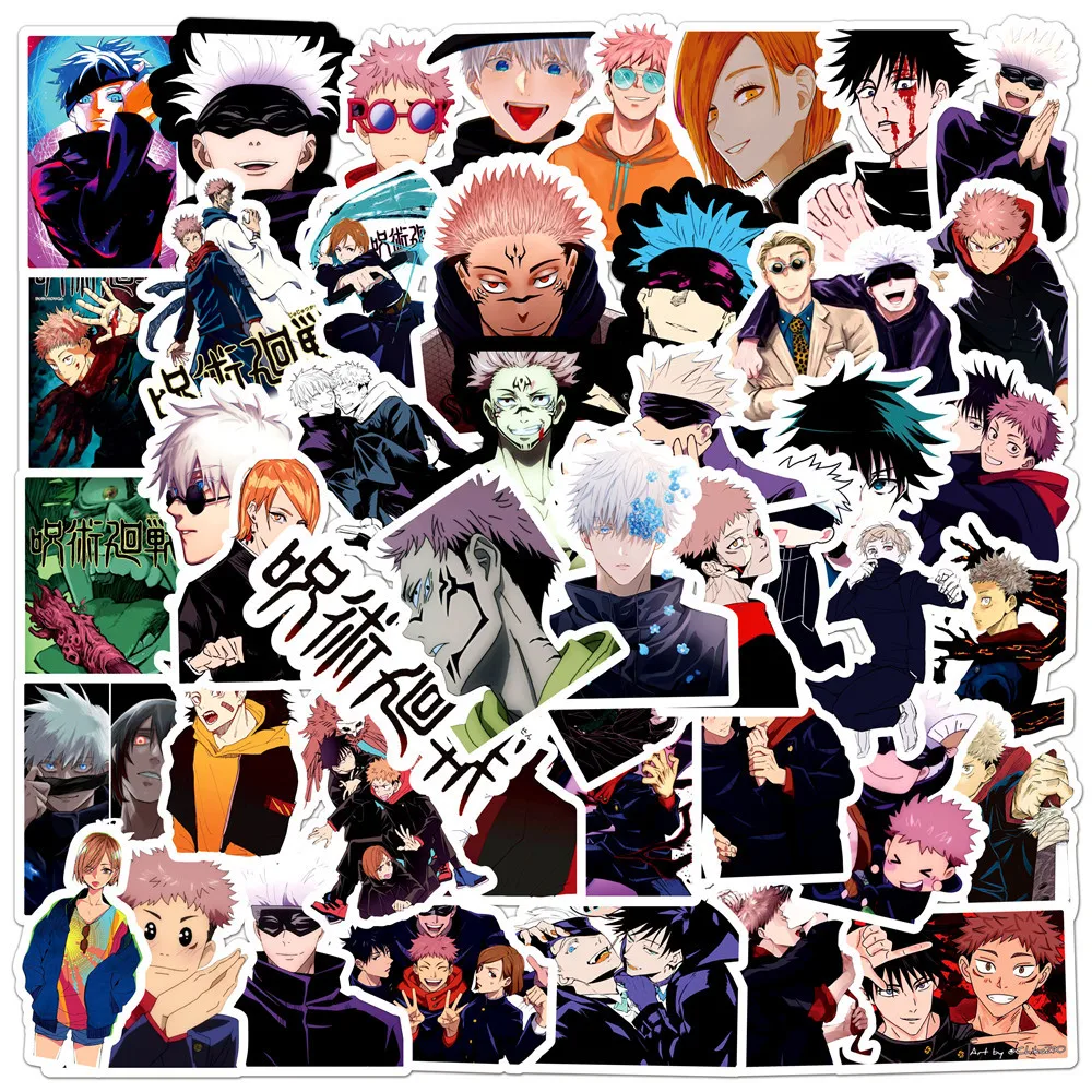 Jujutsu Kaisen-pegatinas de Anime impermeables, 10/30/50 uds, para tel&eacute;fono, nevera, coche, guitarra, monopat&iacute;n, port&aacute;til, pegatina para ni&ntilde;os, juguete cl&aacute;sico-4