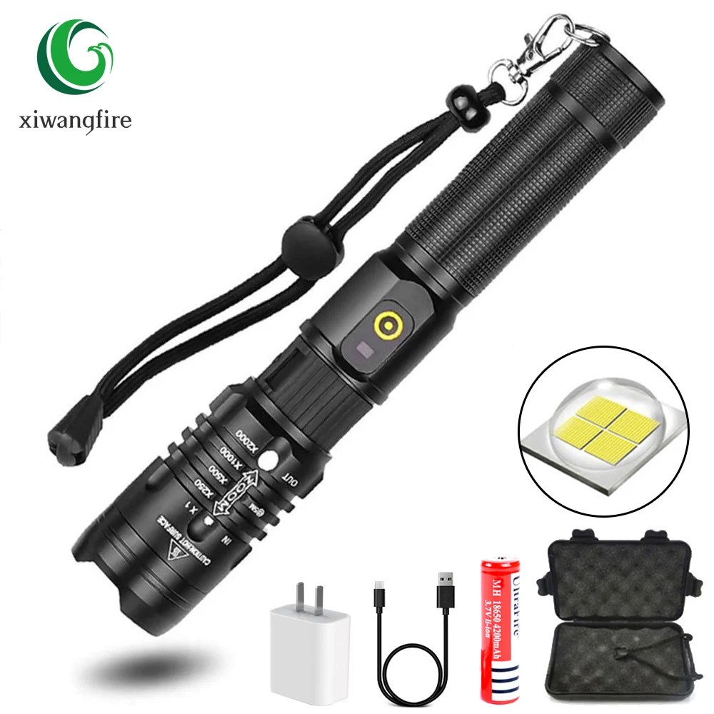 CREE XHP50 светодиодный фонарик супер яркий тактический фонарь Электрический USB