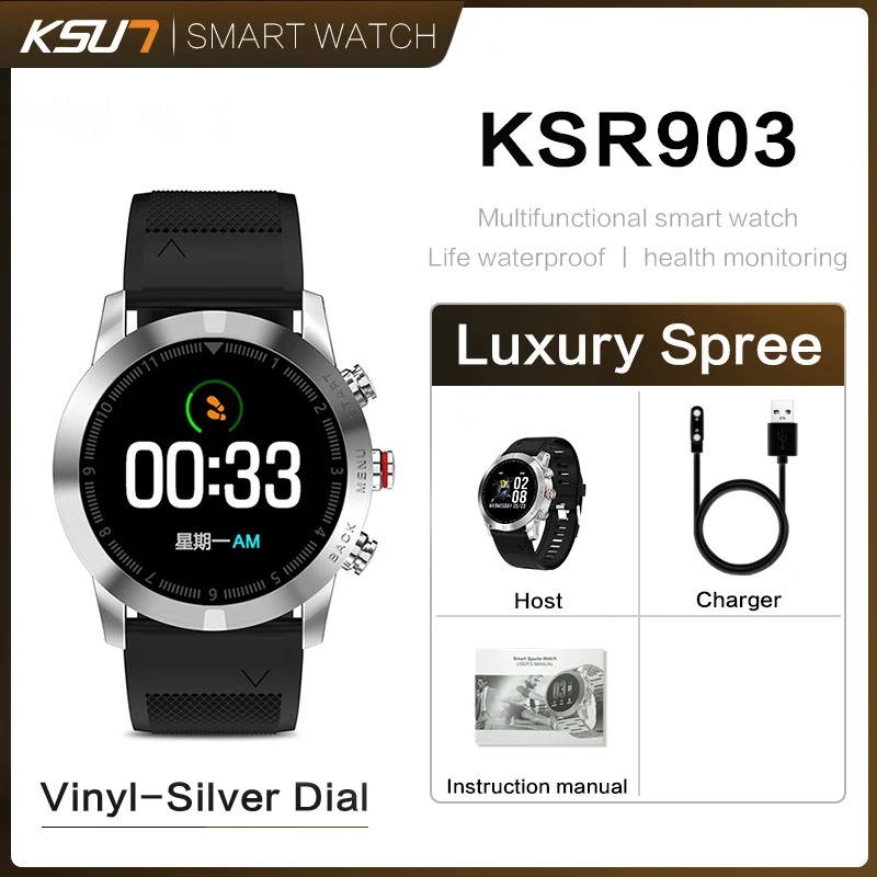 KSR903 Смарт-часы 1,3 ''IP68 Водонепроницаемые Bluetooth 4,2 смарт-часы мониторинг сердечного ритма компас спортивные часы для Android IOS - Цвет: KSR903-PUS