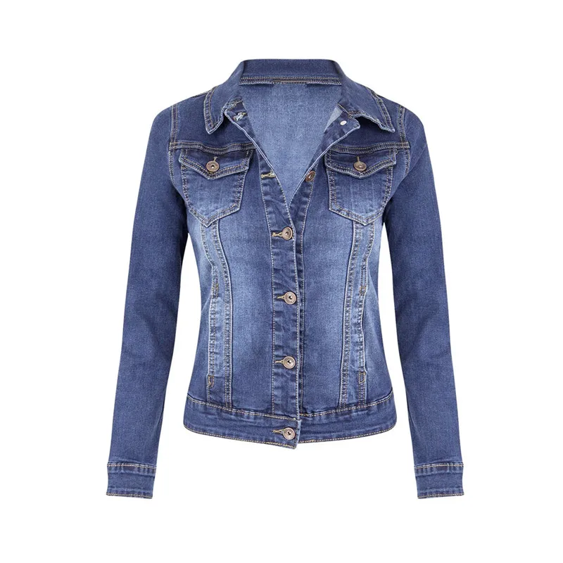 

Plus Size Short Denim Jackets Women autumn Wash Long Sleeve Retro Casual Jean Jacket Bomber Denim Coat ladies jacket outerwear