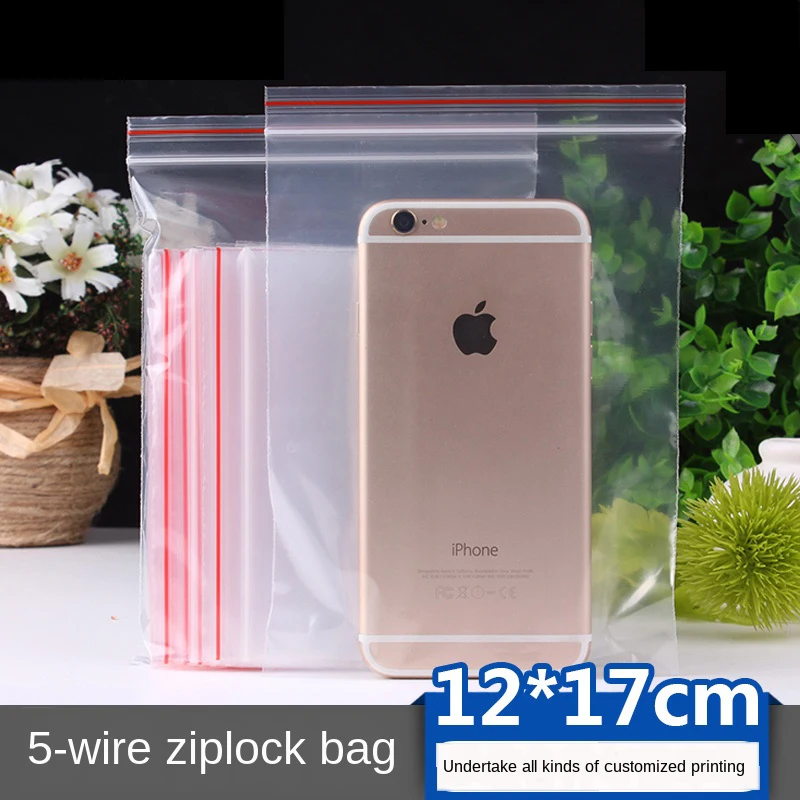 Прозрачный пластиковый пакет на молнии упаковочный 12x17 см 0 05 мм полиэтиленовый