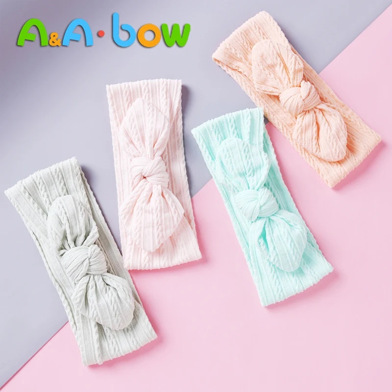 

Baby Headband Kids Twisted Knot Headwear Solid Nylon Bow Headband For Baby Girls Handmade Hair Band Turban Hair Accessories
