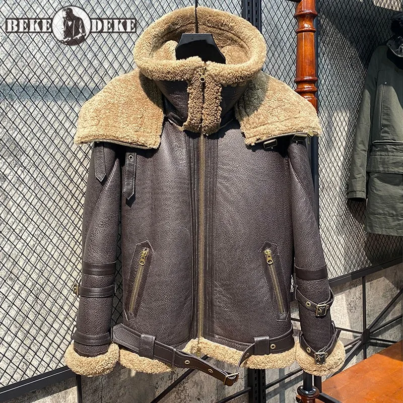 Мужская зимняя приталенная куртка-пилот из натуральной кожи | - Цена: 29187.92