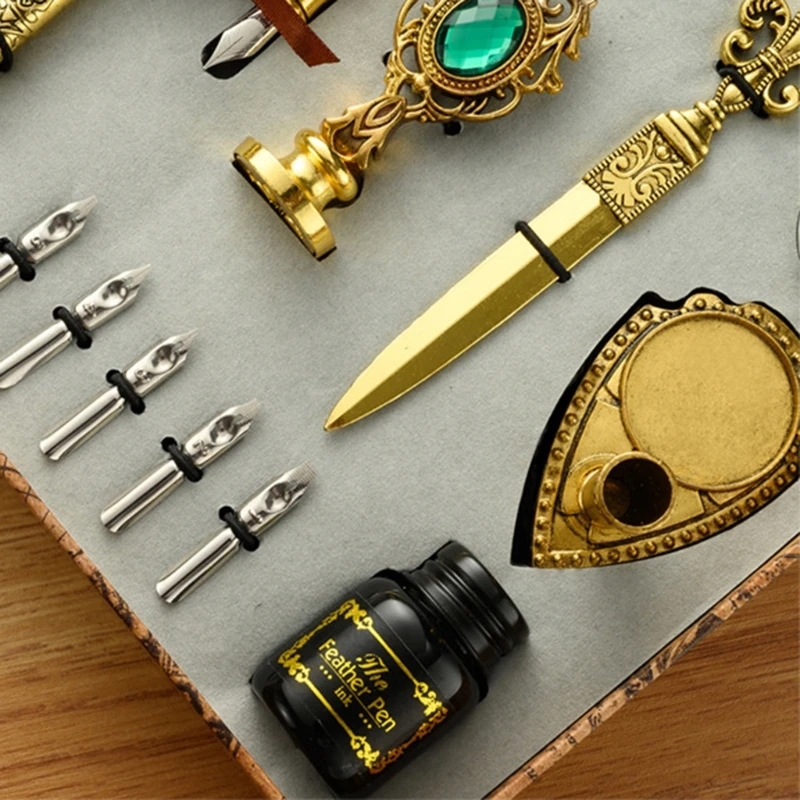 Классическая каллиграфия перо ручка восковые чернила печать набор винтажная