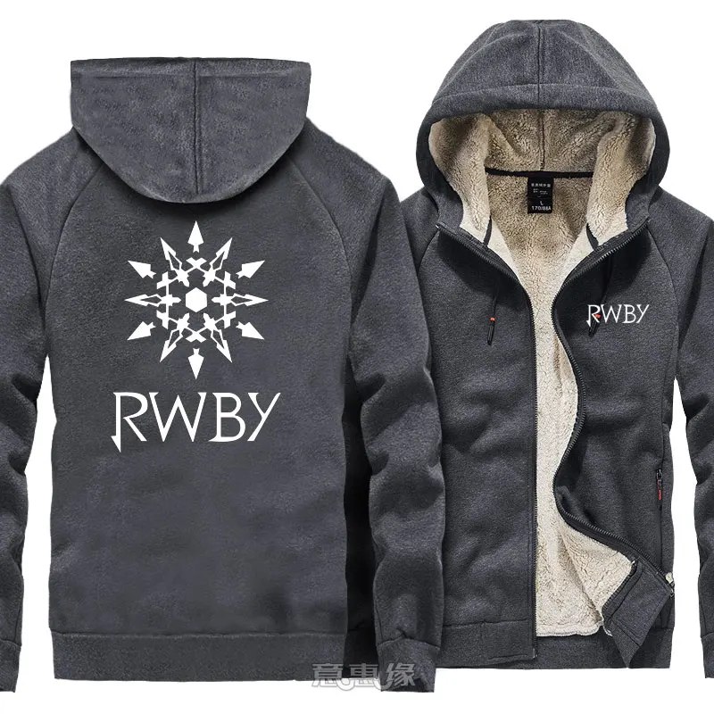 RWBY Толстовка Рубиновая роза Косплей для мужчин теплое пальто куртка зимняя Толстая на молнии толстовка с капюшоном