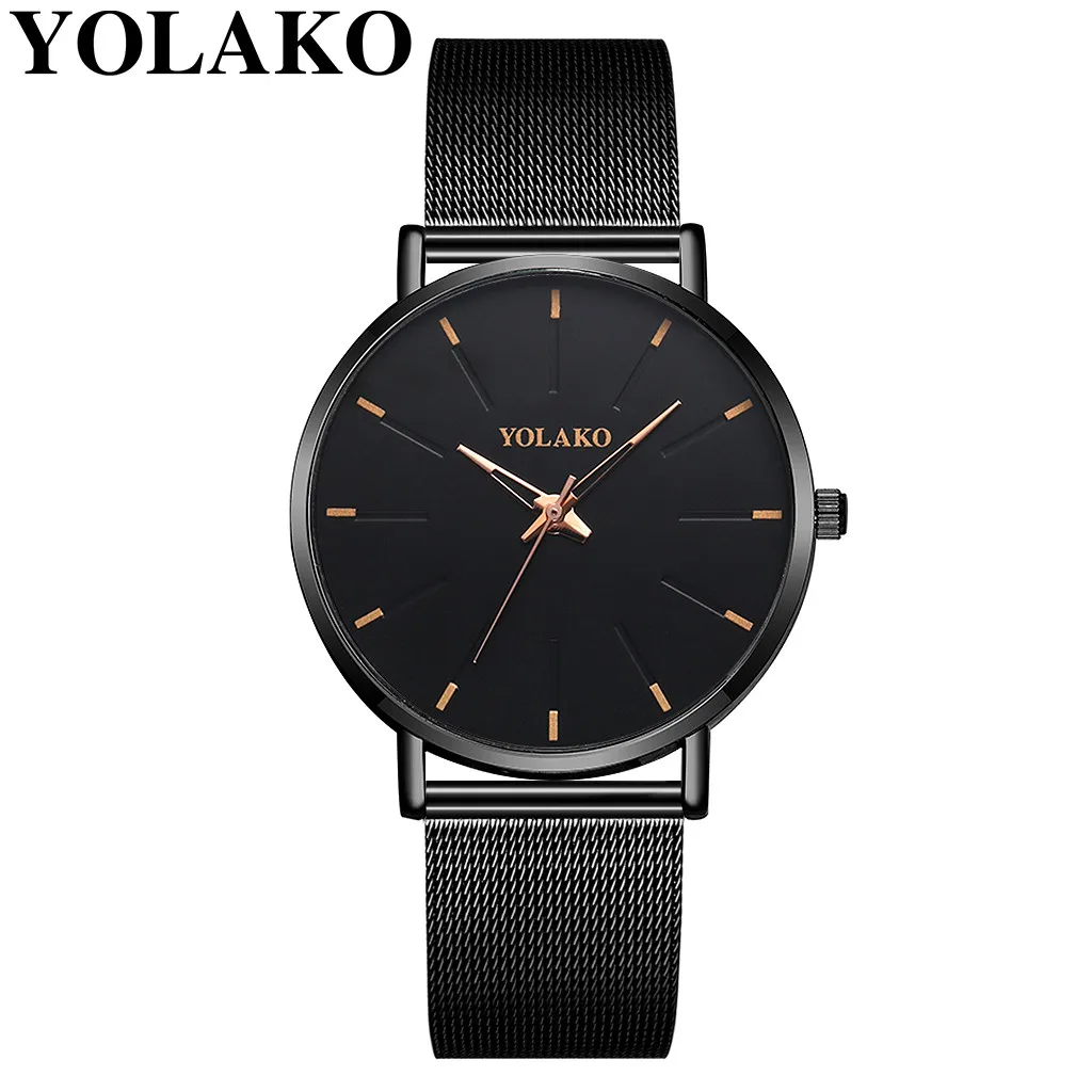 

YOLAKO Brand Simple Watch Men Quartz Wristwatch Steel Mesh Band Fashion Sport Men's Clock relojes para hombre Gift erkek saat