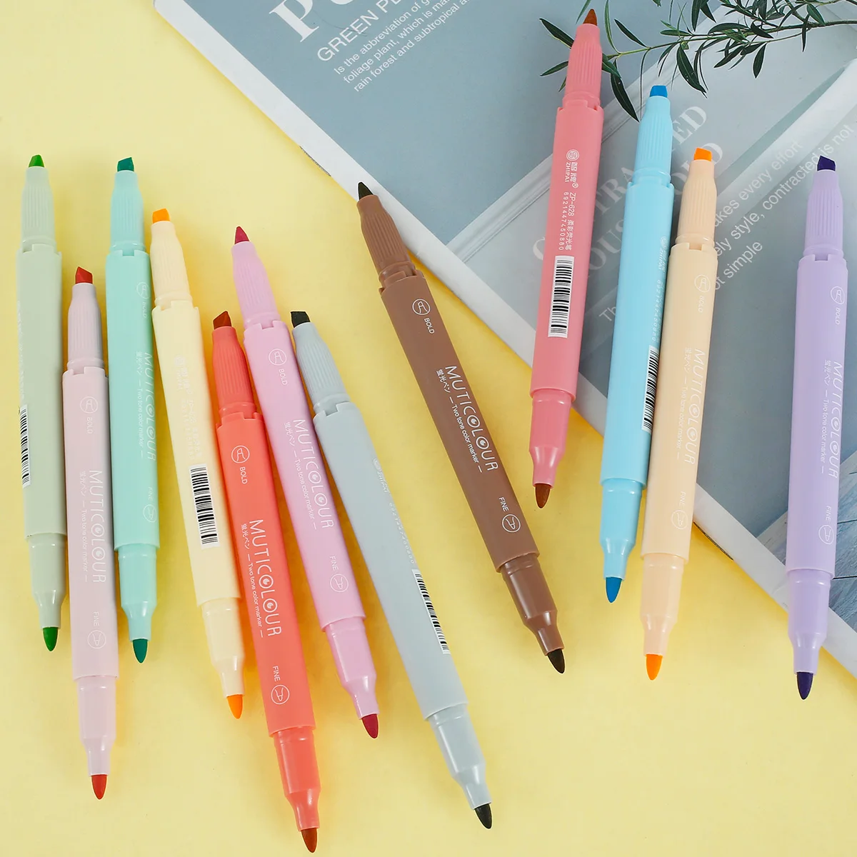 

12pcs Highlighters arkers with Double Nibs Assorted Colors Markers Pens Mild Colors Pastel Pens for School Office Classroom Gift