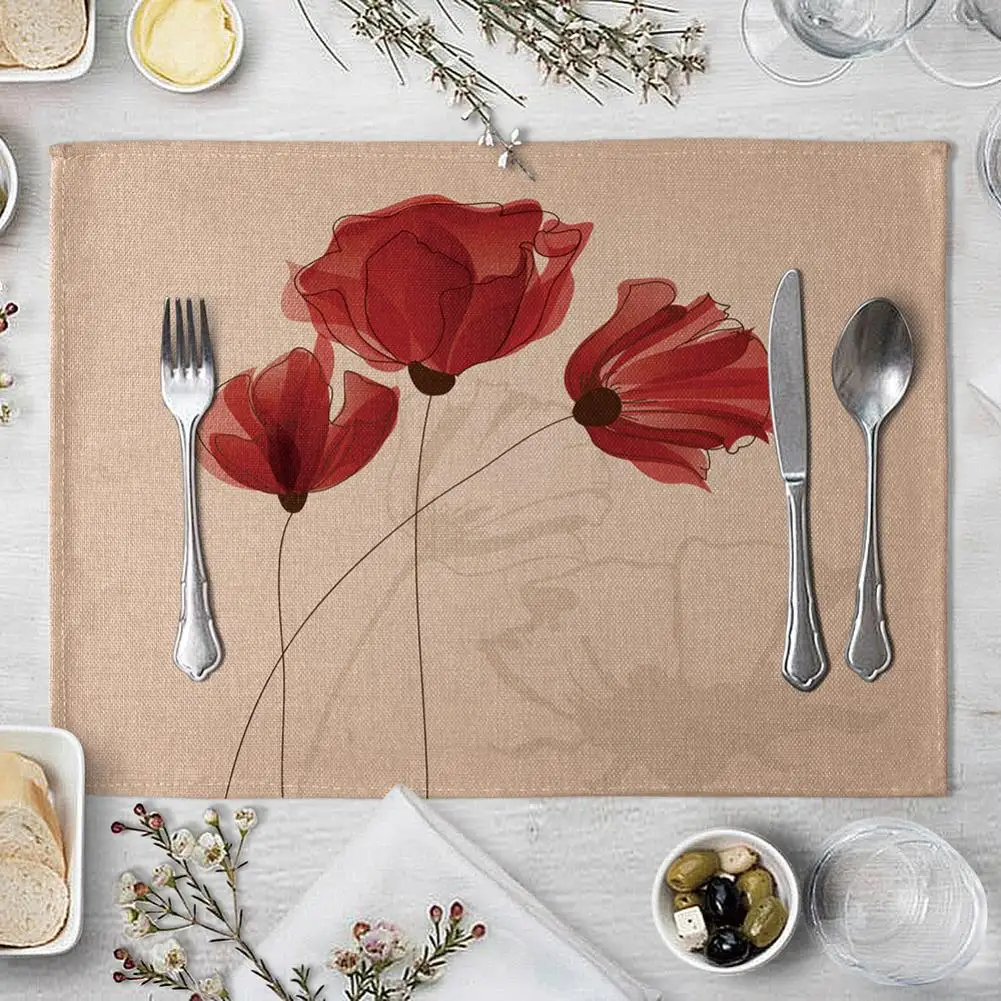 Красивый мягкий коврик для обеденного стола подставка под чашу льняной