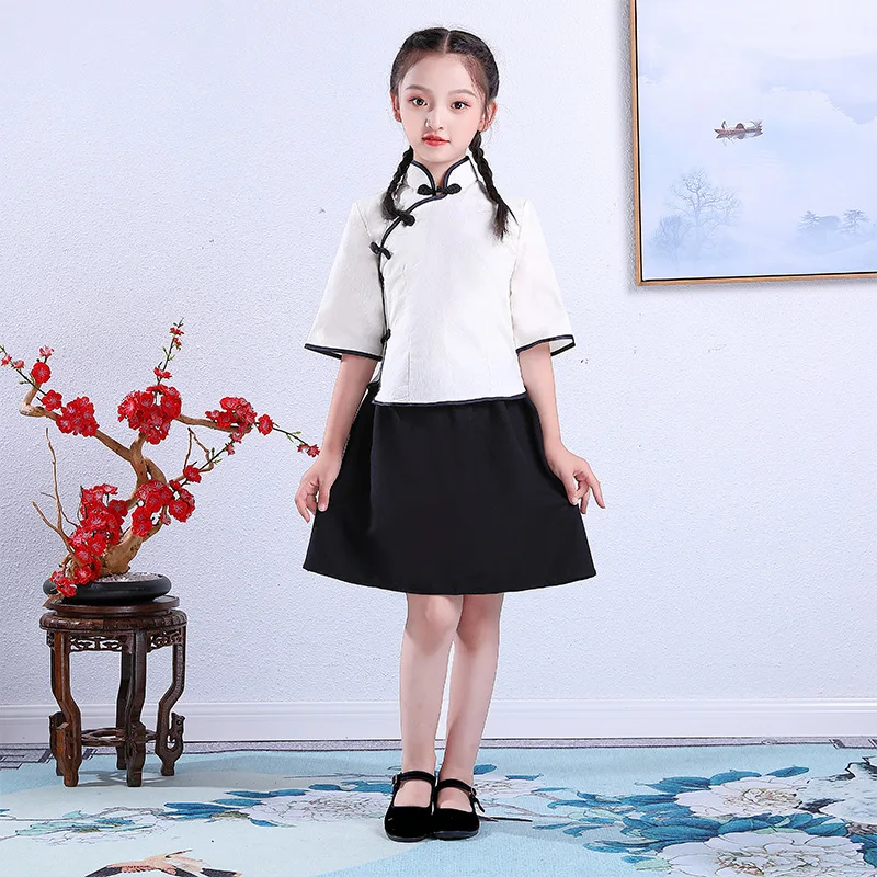 

Summer Clothes Ancient Long Sleeve Full Chest Tang Suit Chinese Style Performance National Costume Girls' Hanfu