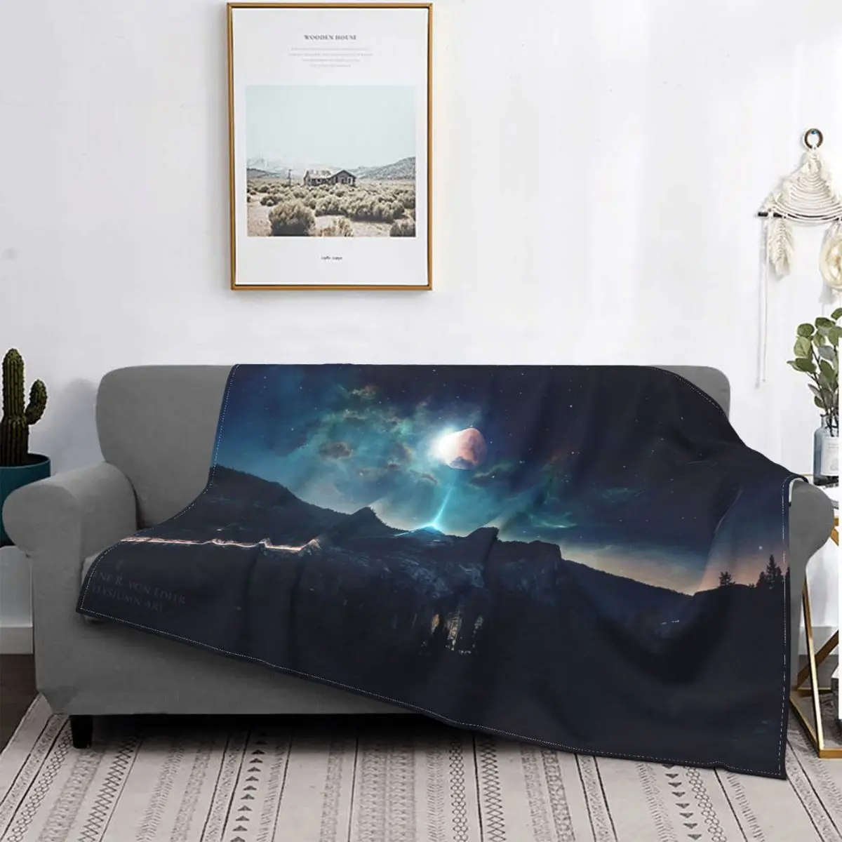 

Manta de noche de luna de Anime para dormitorio, cobertor moderno supercálido y transpirable de terciopelo Coral, accesorios ese