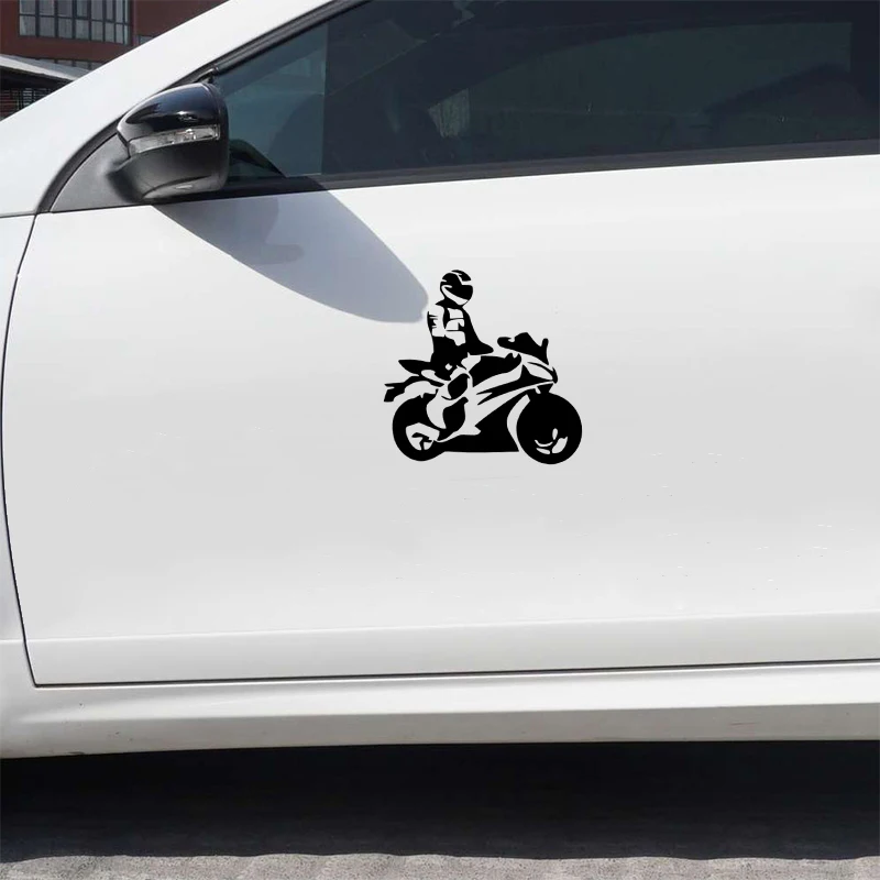

Reflective Motorcyclist On Board Car Stickers And Decal Fashion Bumper Window Motorcycle Cover Scratch Accessories KK15*15cm