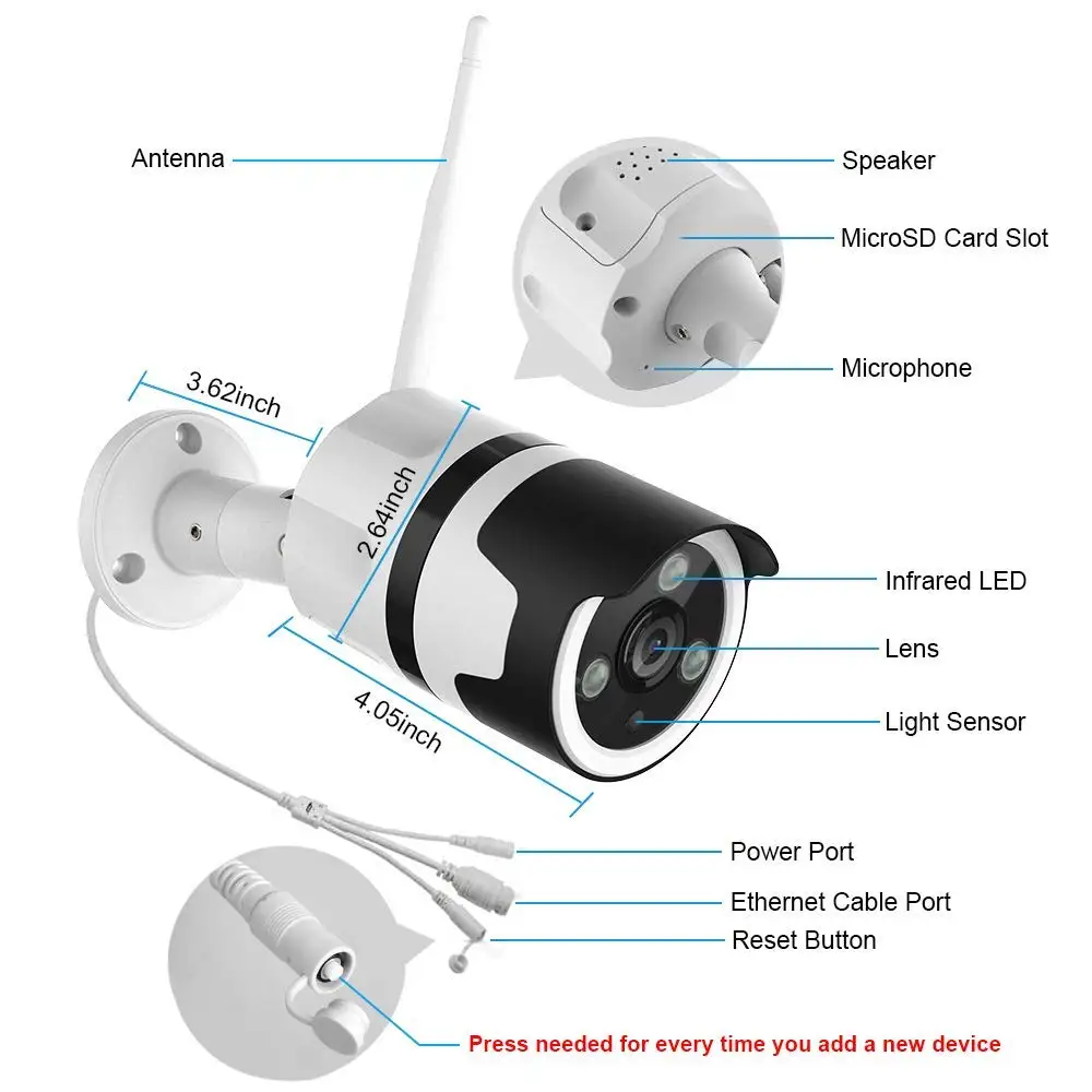 Открытый Водонепроницаемый ip-камера видеонаблюдения с поддержкой Wi Камера 720P 1080
