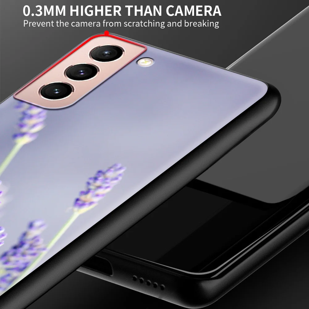 

Silicone Phone Case For Samsung Galaxy S20 FE S21 Ultra 5G S8 S9 S10 Plus Purple Lavender Flowers Bumper Shell Cover Coque Funda