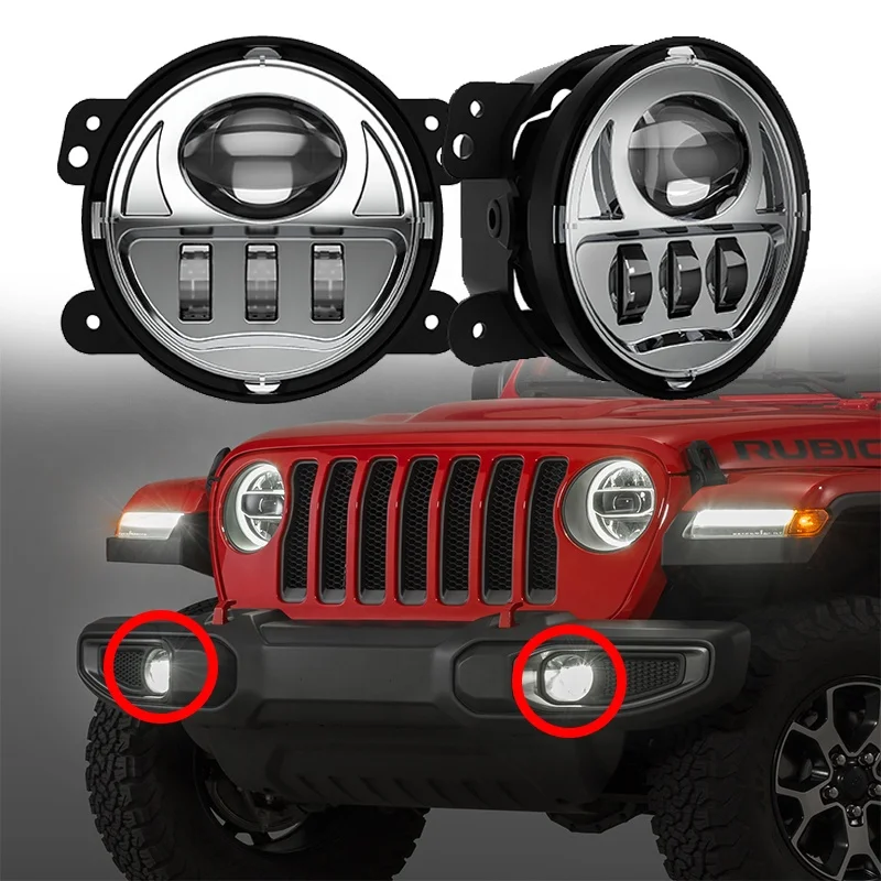 Круглые светодиодные противотуманные светильник ры Wrangler 2 шт. 4 дюйма 30 Вт 6000 К