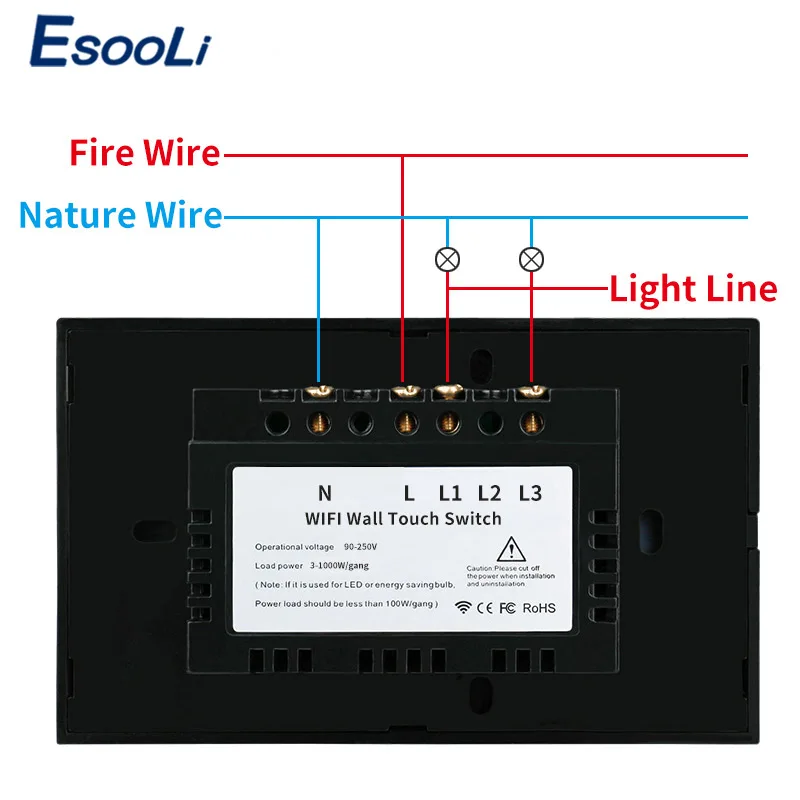 EsooLi роскошная хрустальная панель стандарт США WIFI сенсорный выключатель Ewelink