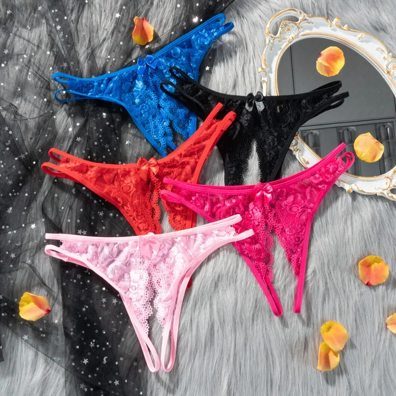 

Women Sexy Lingerie Exotic Open Crotch Panties Thong Exotic Lingerie Female Lace Transparent Crotchless G-String Underwear