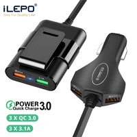 quick charger qc 3 0 60w 4 port usb car charger fast car charger 5 6ft extension cable for back seat iphone ipad xiaomi charger
