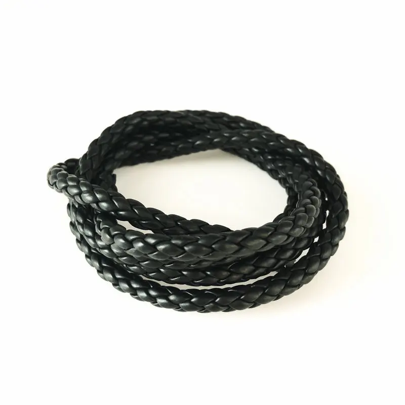 6mm 5m six-strand black PU braided rope leather rope mobile phone rope DIY necklace bracelet bag PU leather hand-woven rope