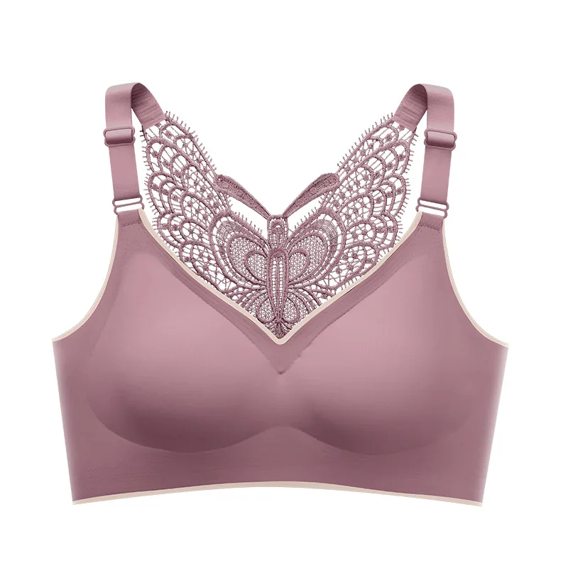 Butterfly Embroidery Wirefree Bra,Wire Free Butterfly Bra, Sports Beauty Back Bra Wirefree,Women's Non-Marking Daily Sports Bra