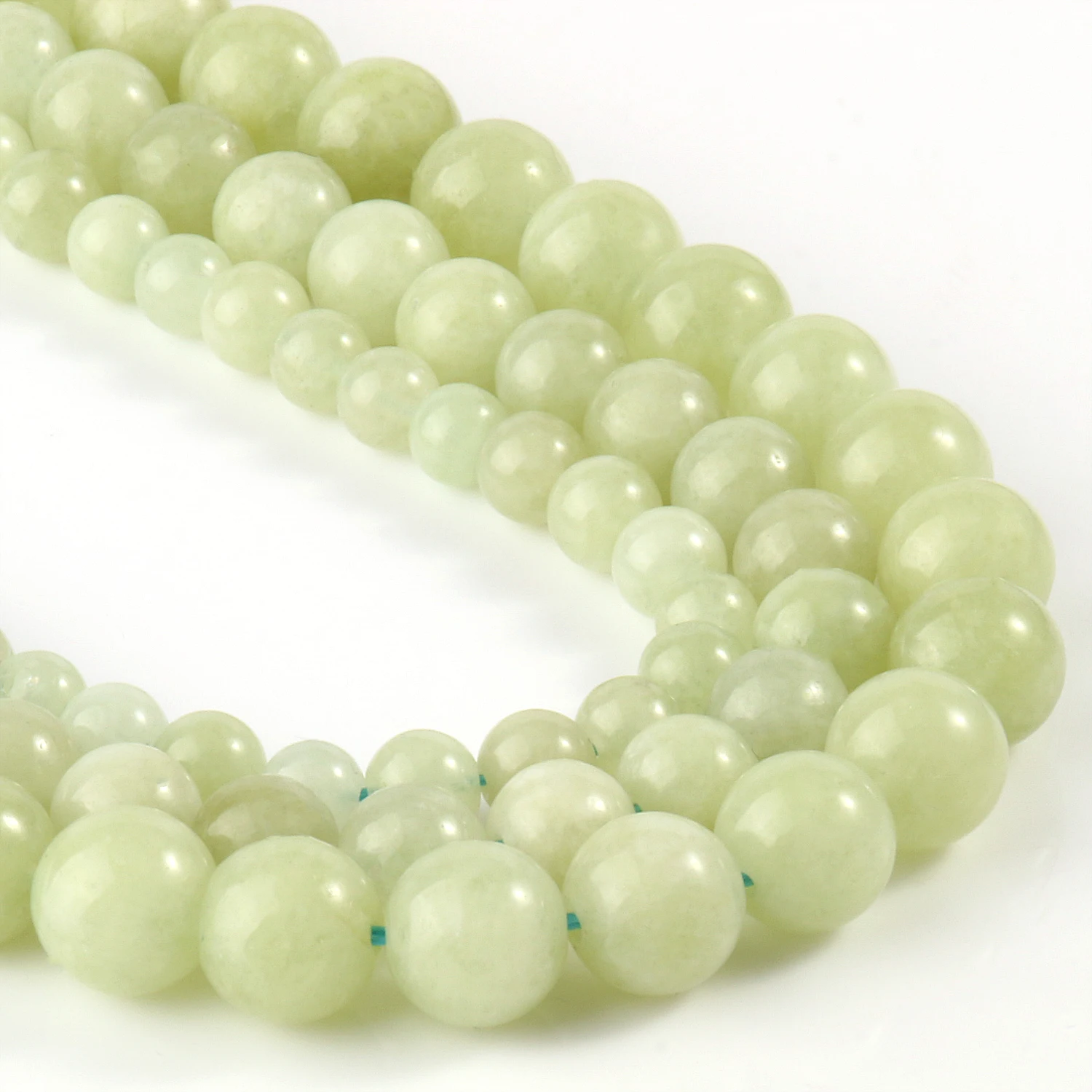 

Бусины из природного минерального камня светильник Светло-зеленый нефрит, круглые бусины-разделители для самостоятельного изготовления ювелирных изделий, браслеты с подвесками, Аксессуары для ожерелья