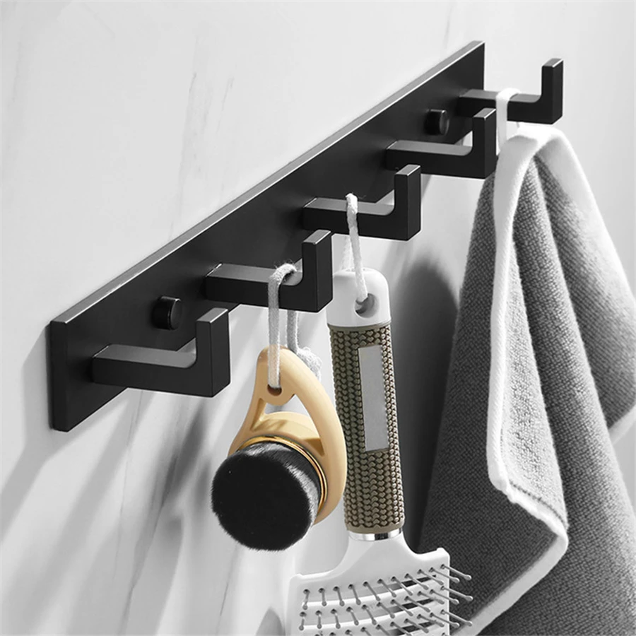 bathroom space aluminum robe hook wall mounted clothes coat hook wall hanger black bathroom accessories free global shipping