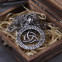 wholesale price stainless steel viking pendant necklace for men new arrival high quality charm jewelry with wooden box