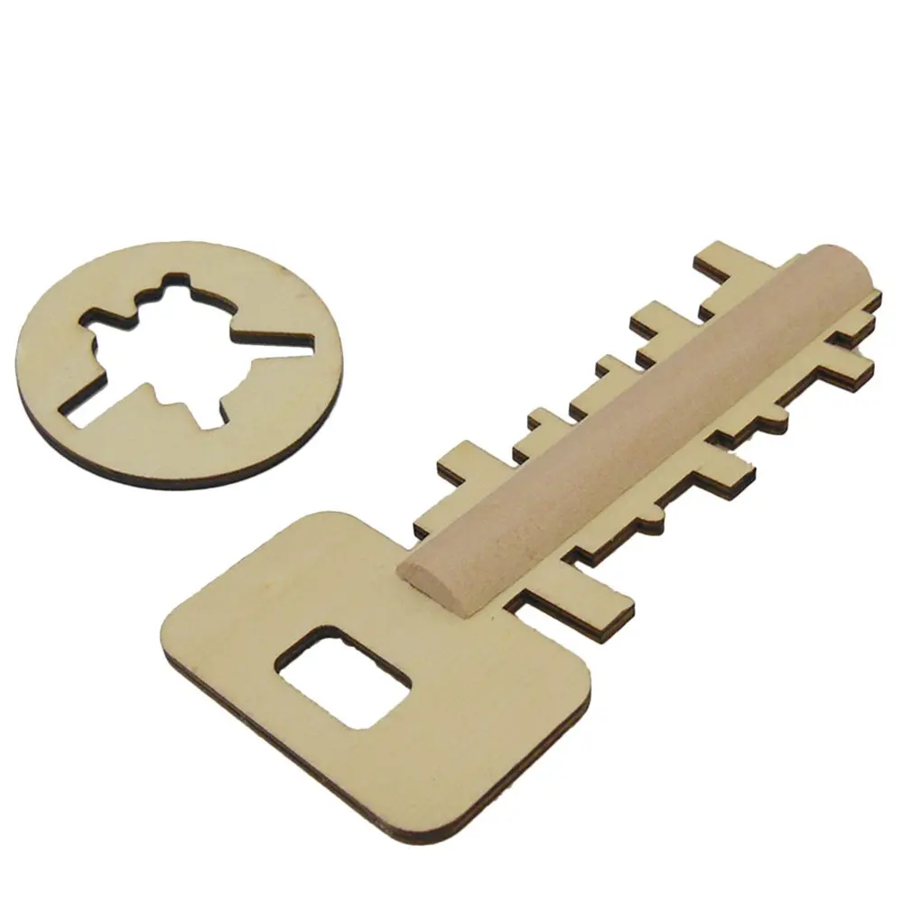 

Handmade Wooden Unlock Puzzle Key Lock Classical Kids Children Toy Intellectual Brain Tease Game Puzzle Solution Key Lock