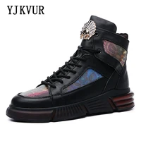 yjkvur autumn new genuine leather mens boots fashion high top sneakers breathable personality street style casual shoes 906ql