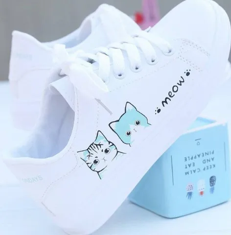 Кроссовки обувь для учащихся с принтом героями мультфильмов весенняя женская на