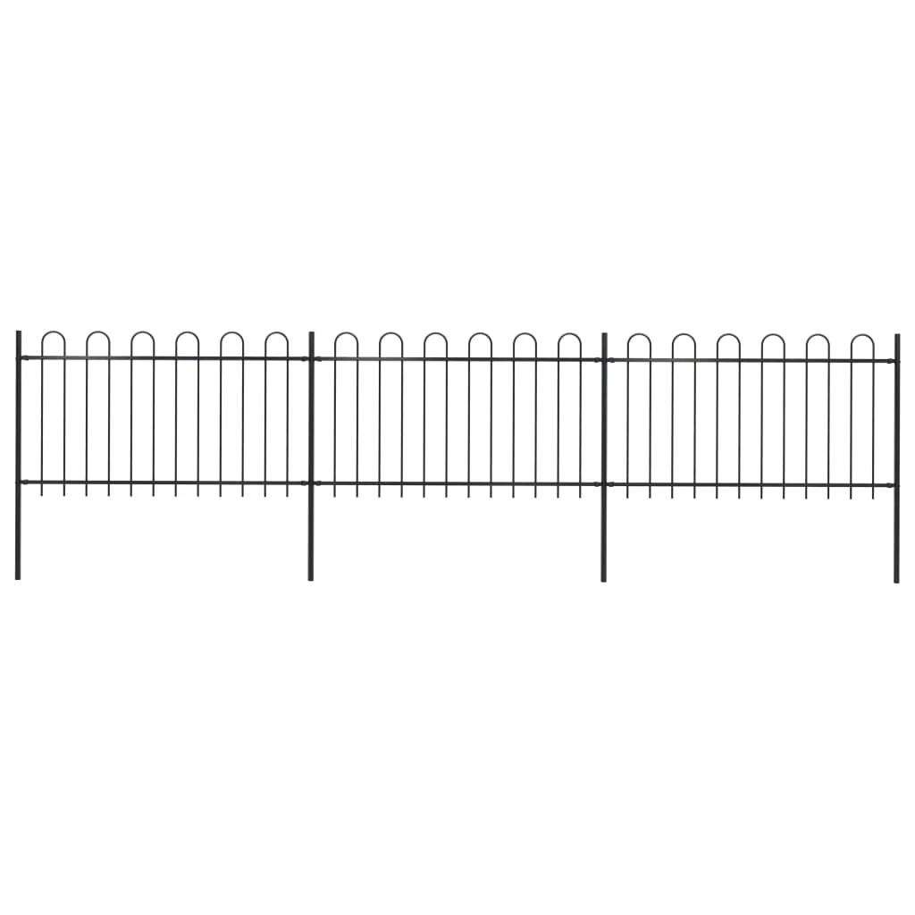 

Garden Fence with Hoop Top Steel 16.7ft Black