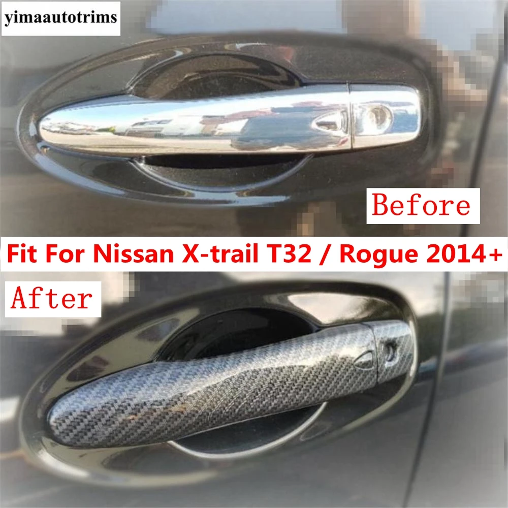 

Outside Car Door Pull Doorknob Handle Decor Cap Cover Trim For Nissan X-trail T32 Rogue 2014 - 2020 ABS Carbon Fiber Accessories