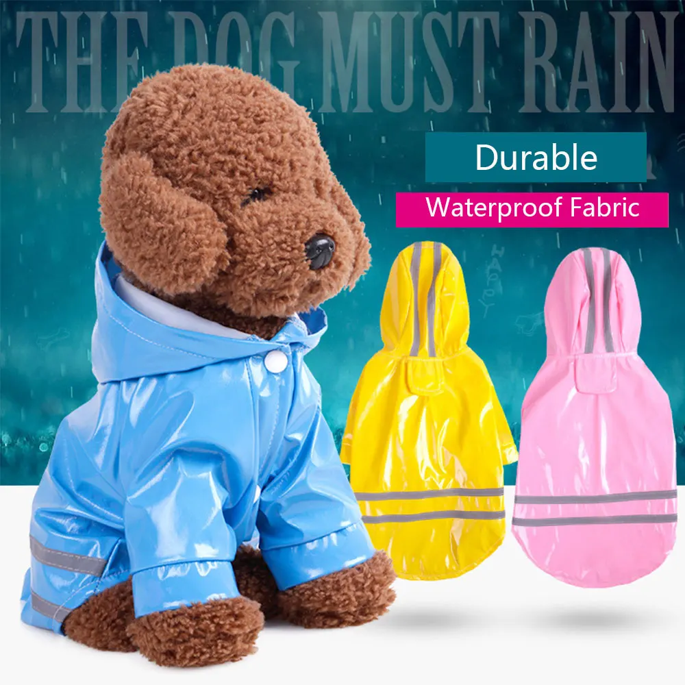 

Light Colorful Waterproof Dog Rain Coat No Smell For Small Puppy Outdoor Bright Leather Four Seasons Jackets Pets Accessories