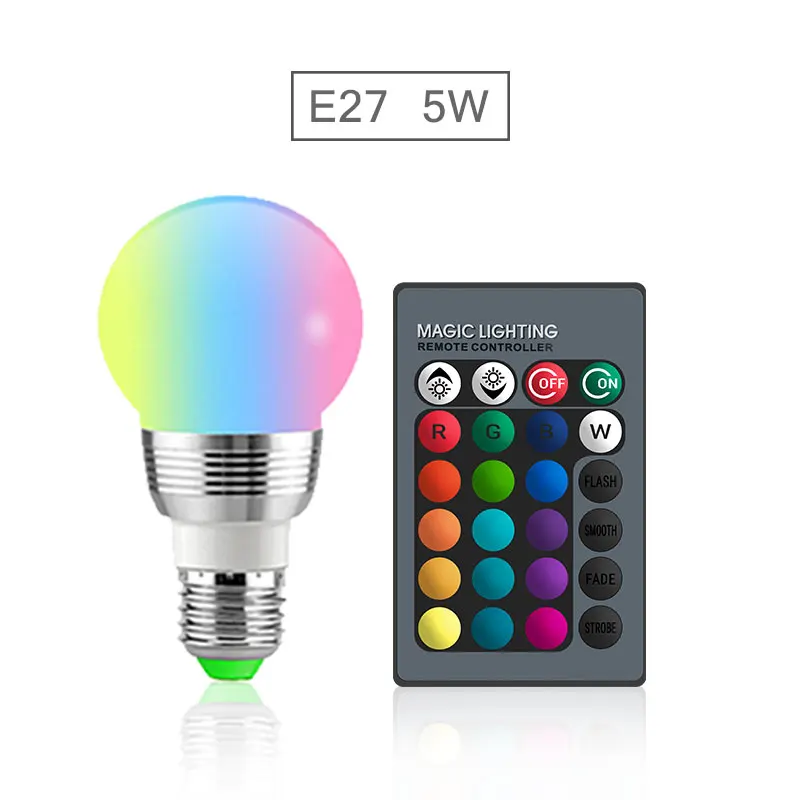 10 Вт 15 Вт Led 16 цветов Изменение RGB цвет лампа светильник E14 E27 лампа домашний декоративный прожектор с пультом дистанционного управления - Испускаемый цвет: ZL-E27-5W