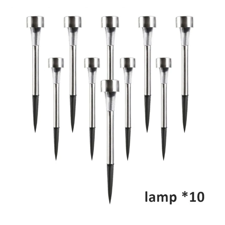 10 шт./лот из нержавеющей стали светодиодный Солнечный газон свет Открытый Мини
