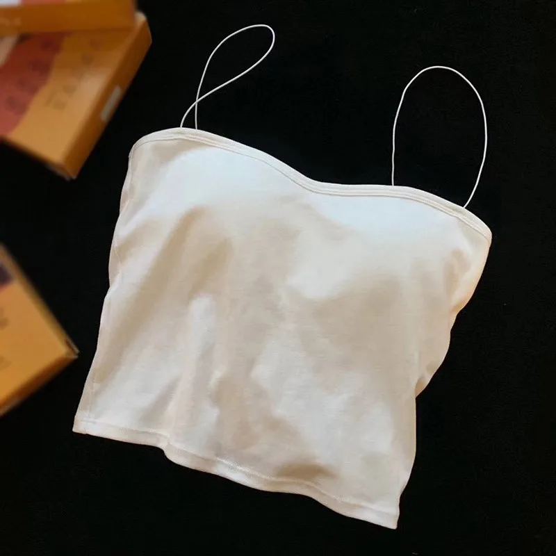

Women Sling Tank Top Sexy Comfortable Breathable Chest Pad Wearing Underwear Thin Strap Beautiful Back Camisole Tube Top hot