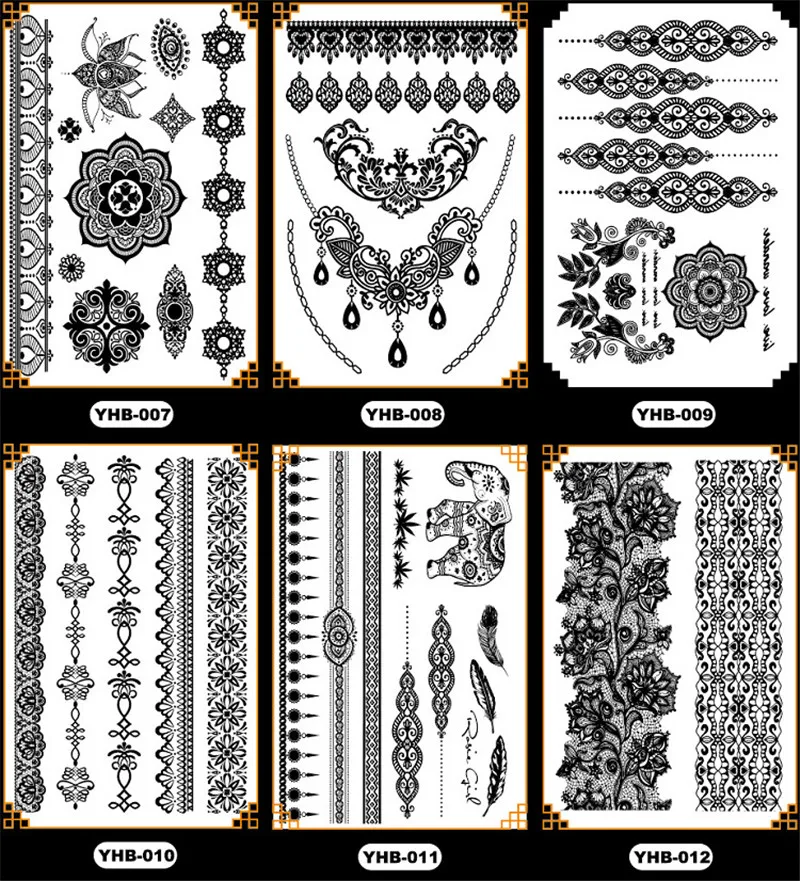 2 шт. женские черные кружевные наклейки для татуировок водонепроницаемые прочные