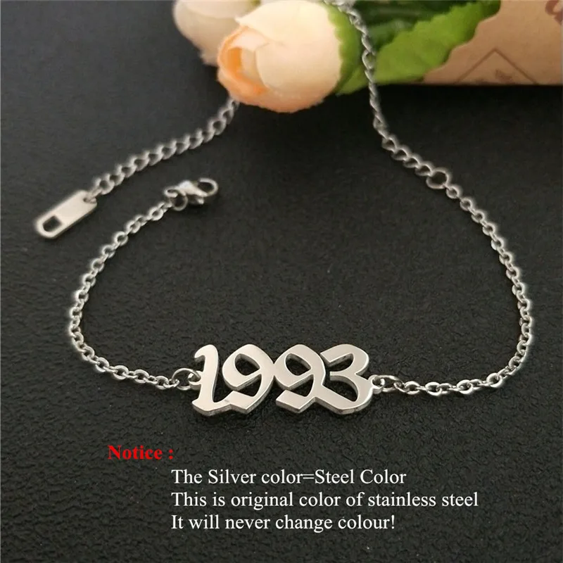 От 1991 до 2000, ножные браслеты для детей с датой рождения и цифрами в английском стиле, женский браслет BFF, ювелирные изделия, Tobilleras Pulsera Para Tobillo