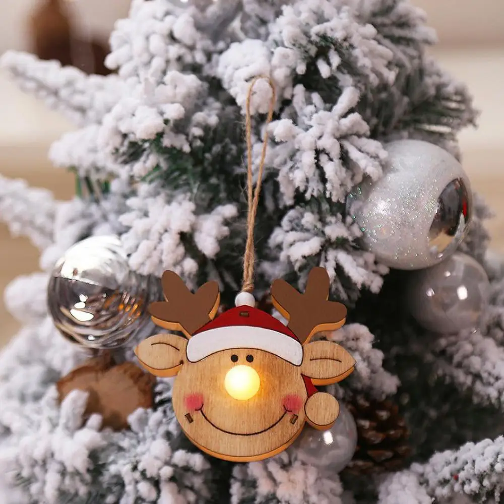 Christmas Glowing Wooden Pendant Tree Hanging Decoration Xmas Party Ornament Kerst Decoratie Cristmas A40 | Дом и сад