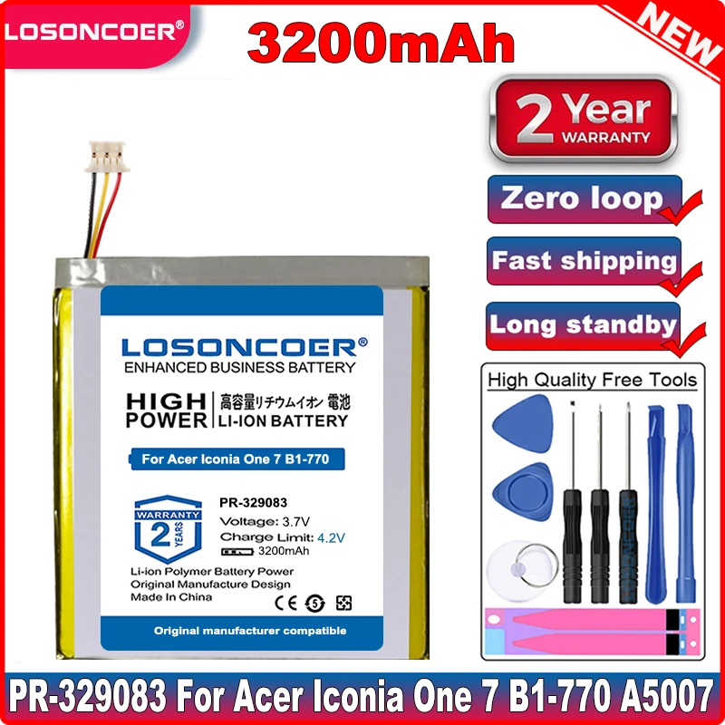 LOSONCOER KT.0010H.003 PR-329083 3200 мАч планшет Батарея для Acer Iconia One 7 B1-770 A5007 батарейки