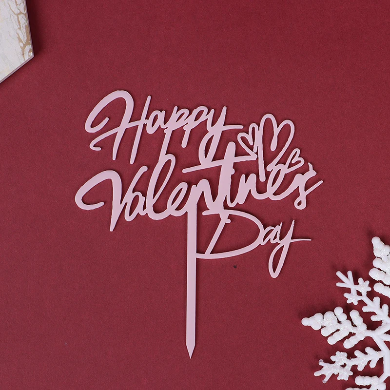 

Happy Valentine Day Acrylic Cake Topper for Birthday Party Decorations Anniversary Dessert Baking Supplies Valentine Love Gifts