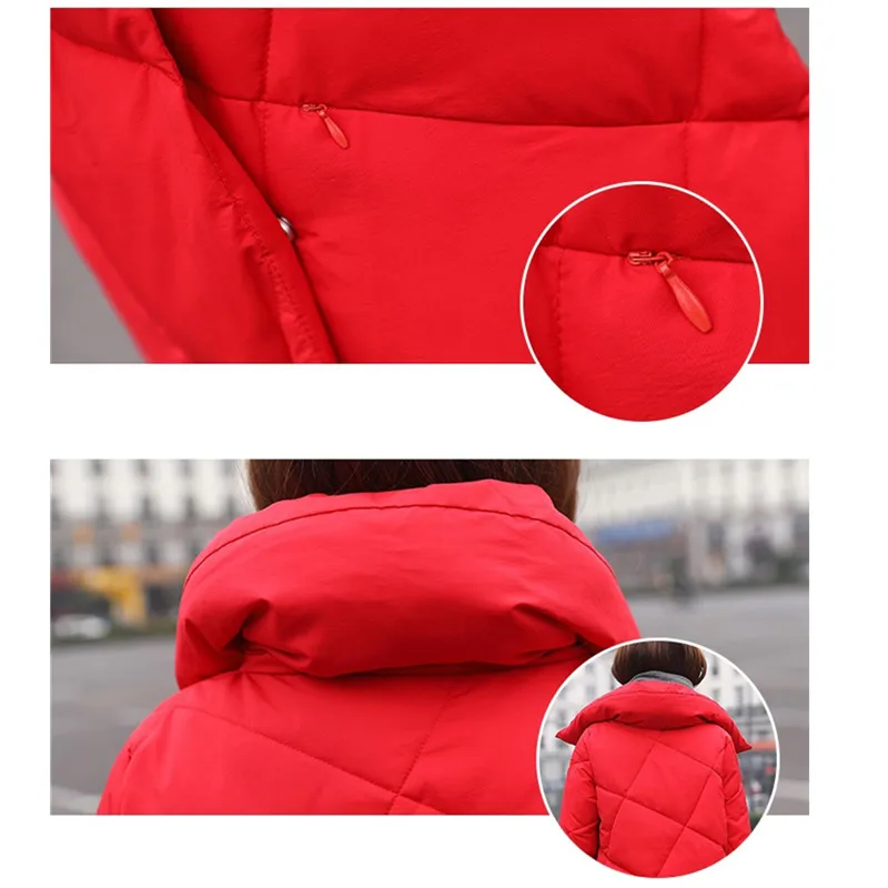 

Fashion Parkas Women's Jacket Winter Coat Down Cotton Thick Warm Outerwear Black Red Beige Female Long Overcoat Casual Jackets