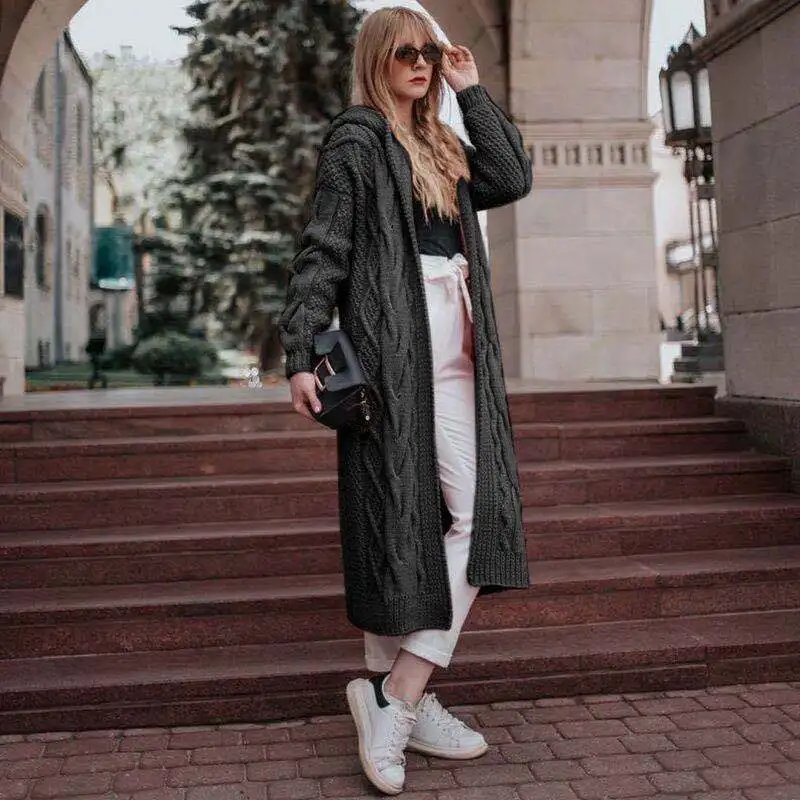 

Qiu Dong street wear fashionable women's cardigan sweater coat high quality women street shoot long line coat coat