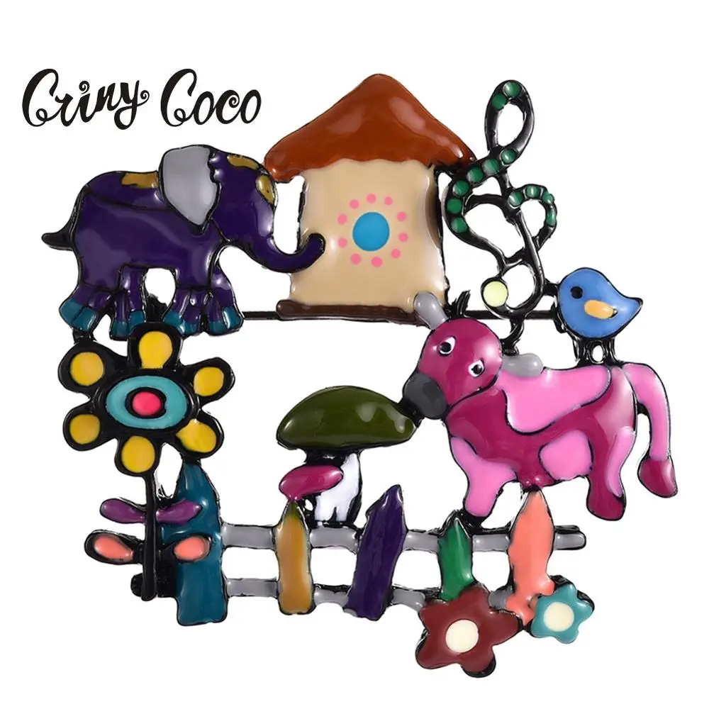 2019 Cring coco Новое поступление корова дом Цветок Птица слон любимый брошь блузка и